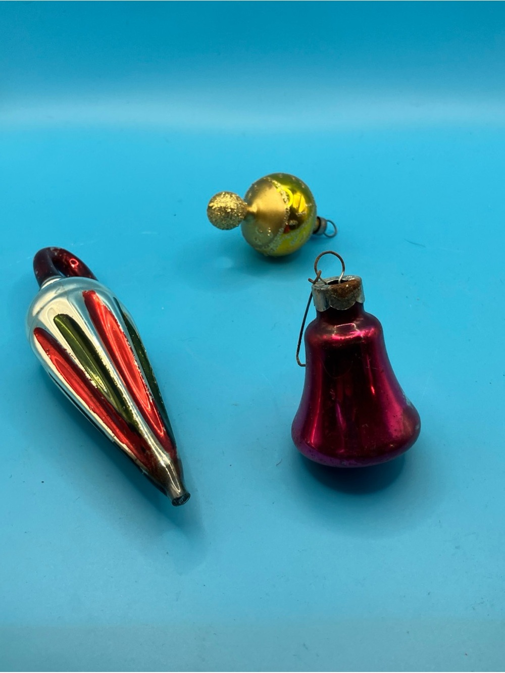 Vintage-Style Assorted Glass Holiday Ornaments - Red, Gold, Silver